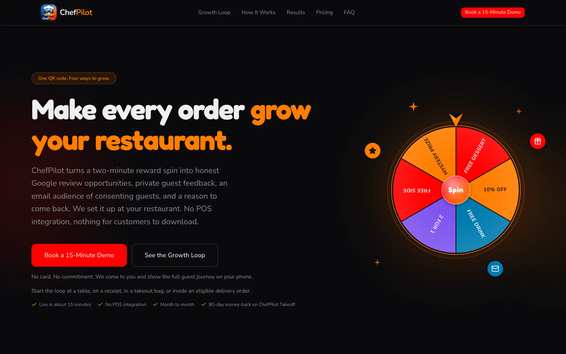 ChefPilot website on desktop: the home page hero